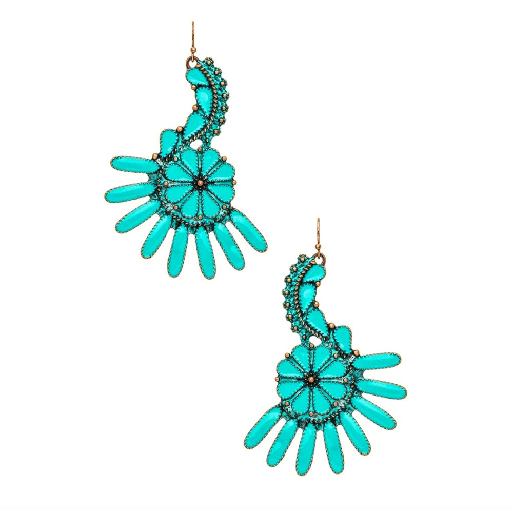 Elegant Turquoise Floral Earrings