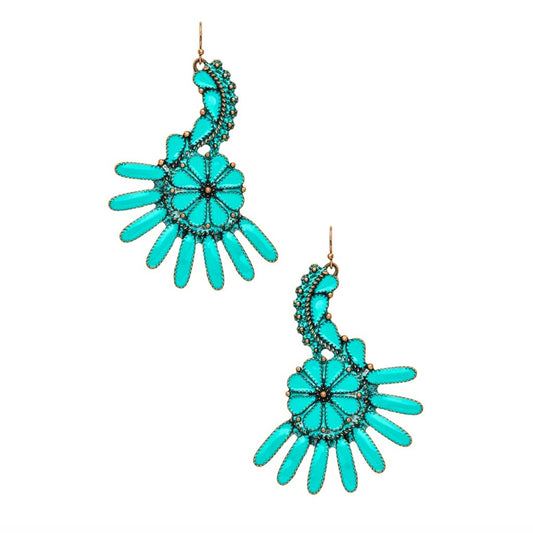 Elegant Turquoise Floral Earrings