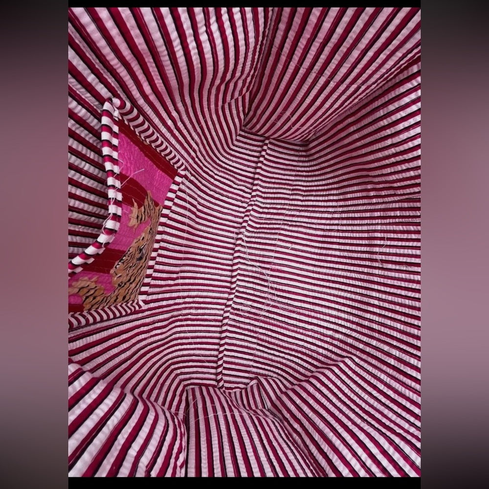 Tiger & Floral Quilted Reversible Cotton Eco Tote Bag