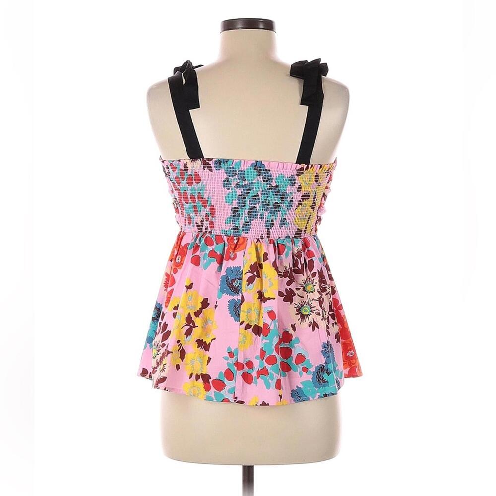 Peter Som Floral Pink Top with Black Straps