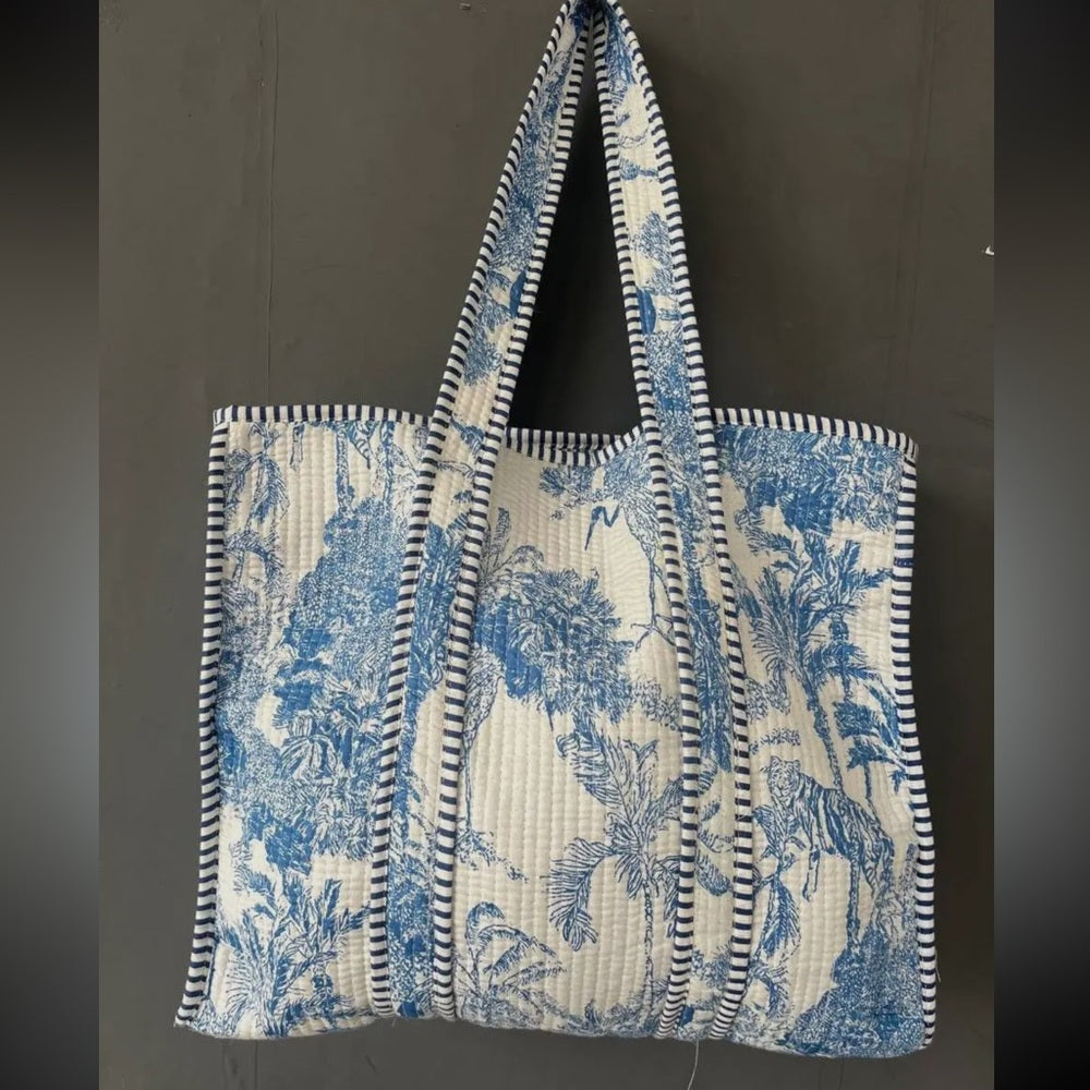 Handmade Cotton Block Print Multipurpose Quilted Bag