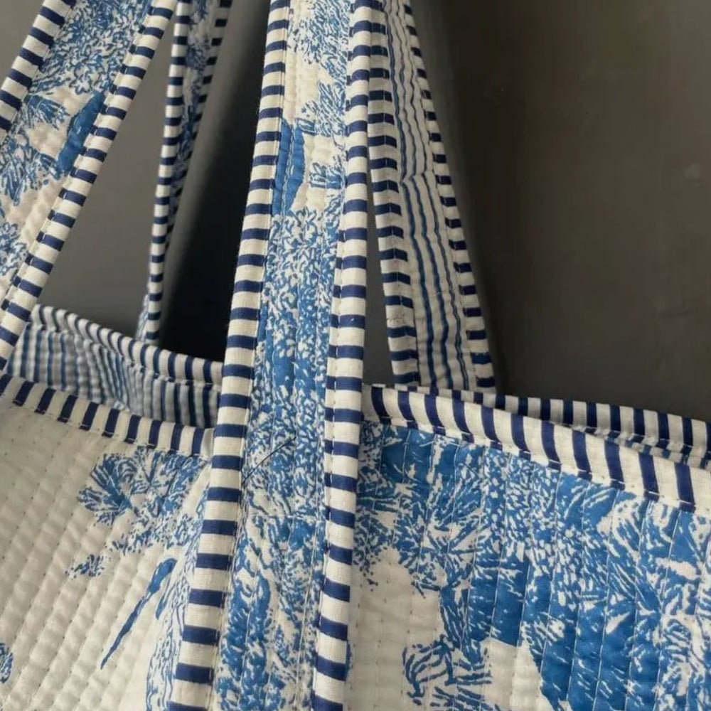 Handmade Cotton Block Print Multipurpose Quilted Bag