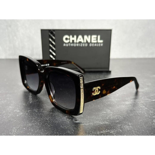 CHANEL 5435 SQUARE SUNGLASSES BROWN & GOLD w/GRAY LENS c.1667/S6! SHIPS TODAY!