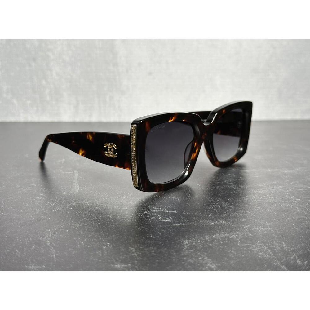 CHANEL 5435 SQUARE SUNGLASSES BROWN & GOLD w/GRAY LENS c.1667/S6! SHIPS TODAY!