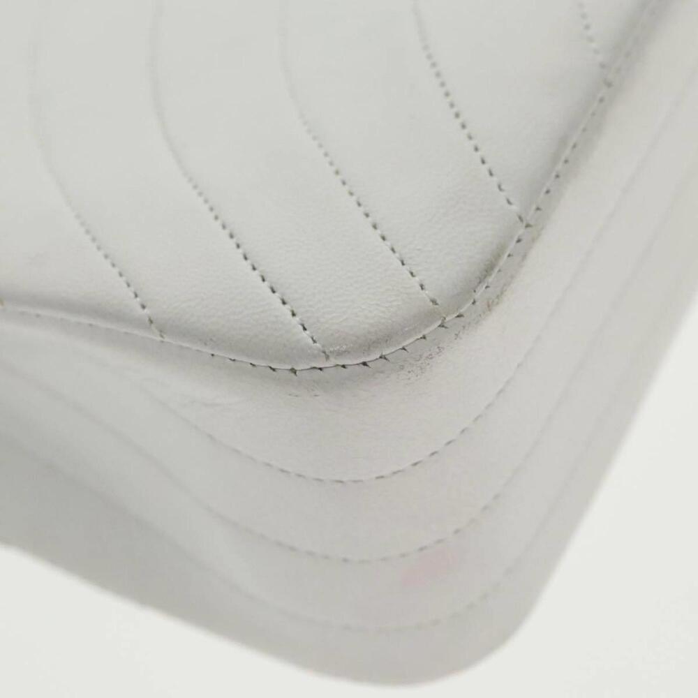 Chanel Demi Lune White Leather Shoulder Bag Authentic