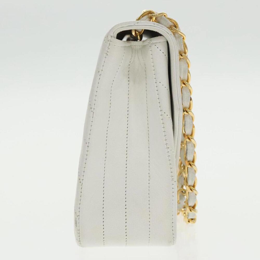 Chanel Demi Lune White Leather Shoulder Bag Authentic