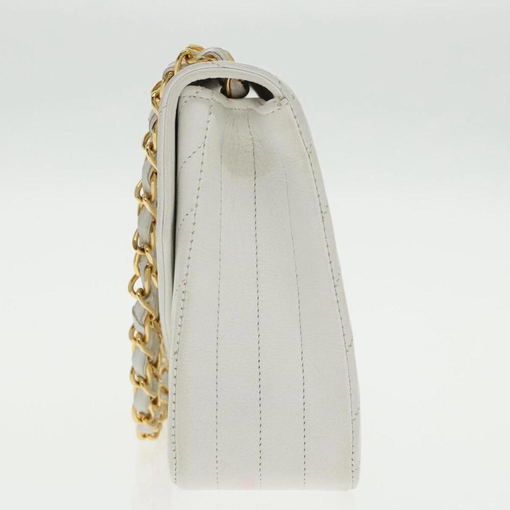 Chanel Demi Lune White Leather Shoulder Bag Authentic