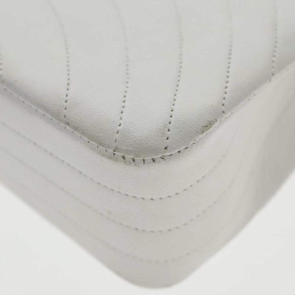 Chanel Demi Lune White Leather Shoulder Bag Authentic