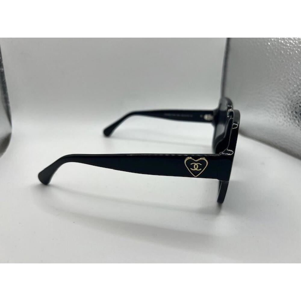 Authentic CHANEL Sunglasses Women Frames Gold Heart CC Black Brand New With Box