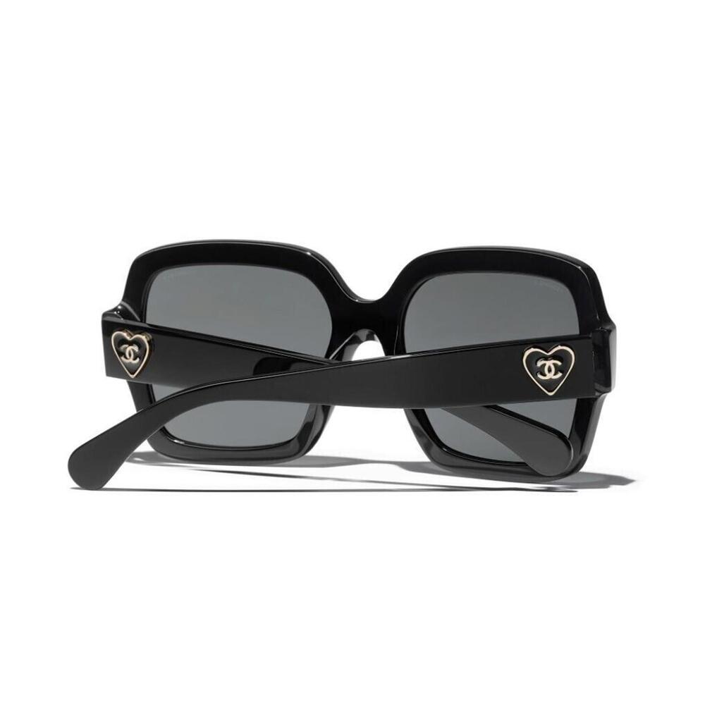 Authentic CHANEL Sunglasses Women Frames Gold Heart CC Black Brand New With Box