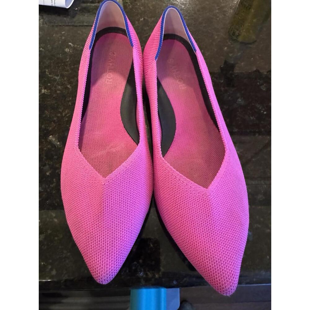 Rothy’s Dragon Fruit Hot Pink The Point - Pointed Toe Flats Size 10, Used!