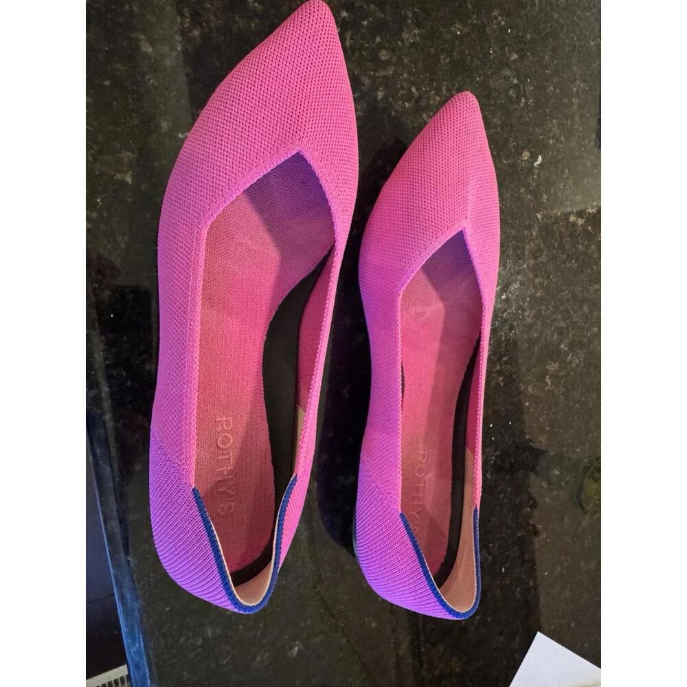 Rothy’s Dragon Fruit Hot Pink The Point - Pointed Toe Flats Size 10, Used!
