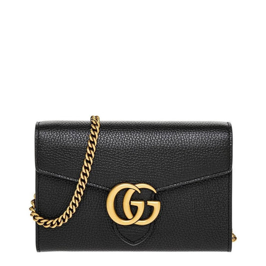 Gucci Gg Marmont Leather Wallet On Chain Women's Black