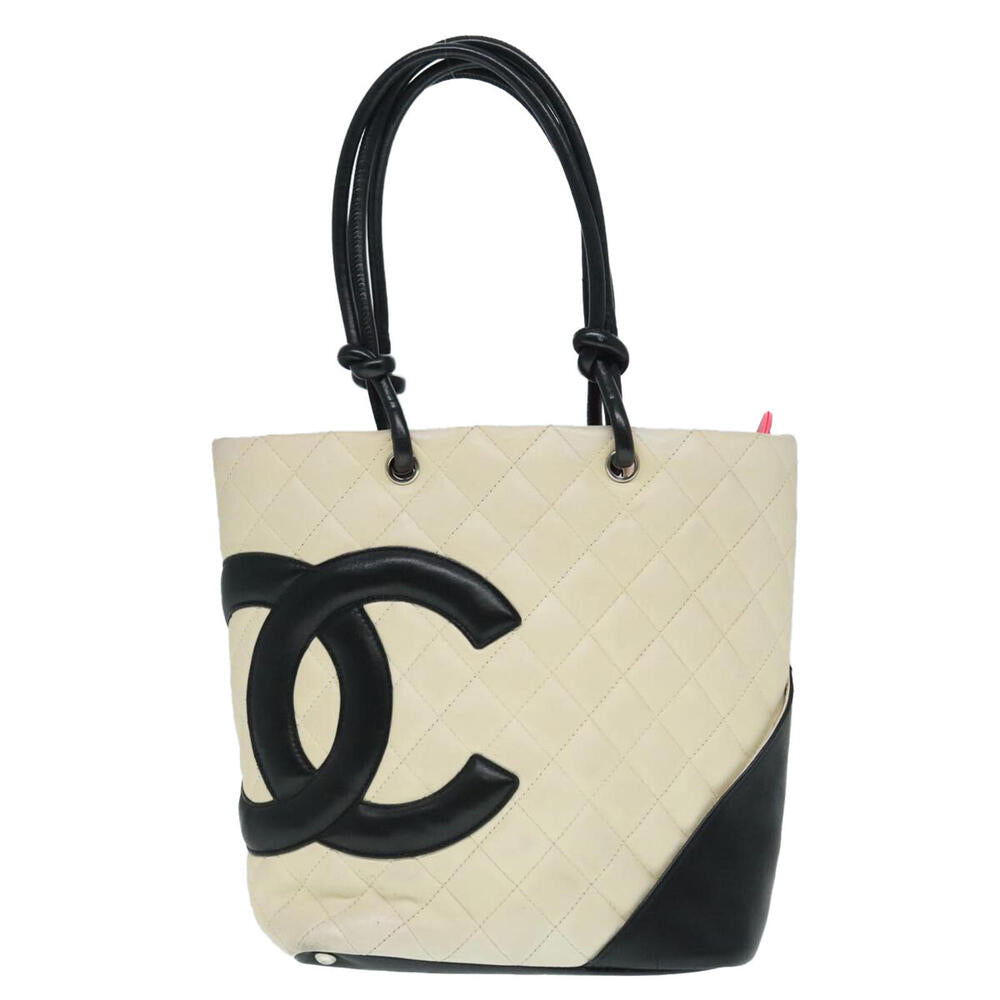 Chanel Cambon Line Beige Leather Tote Bag Authentic