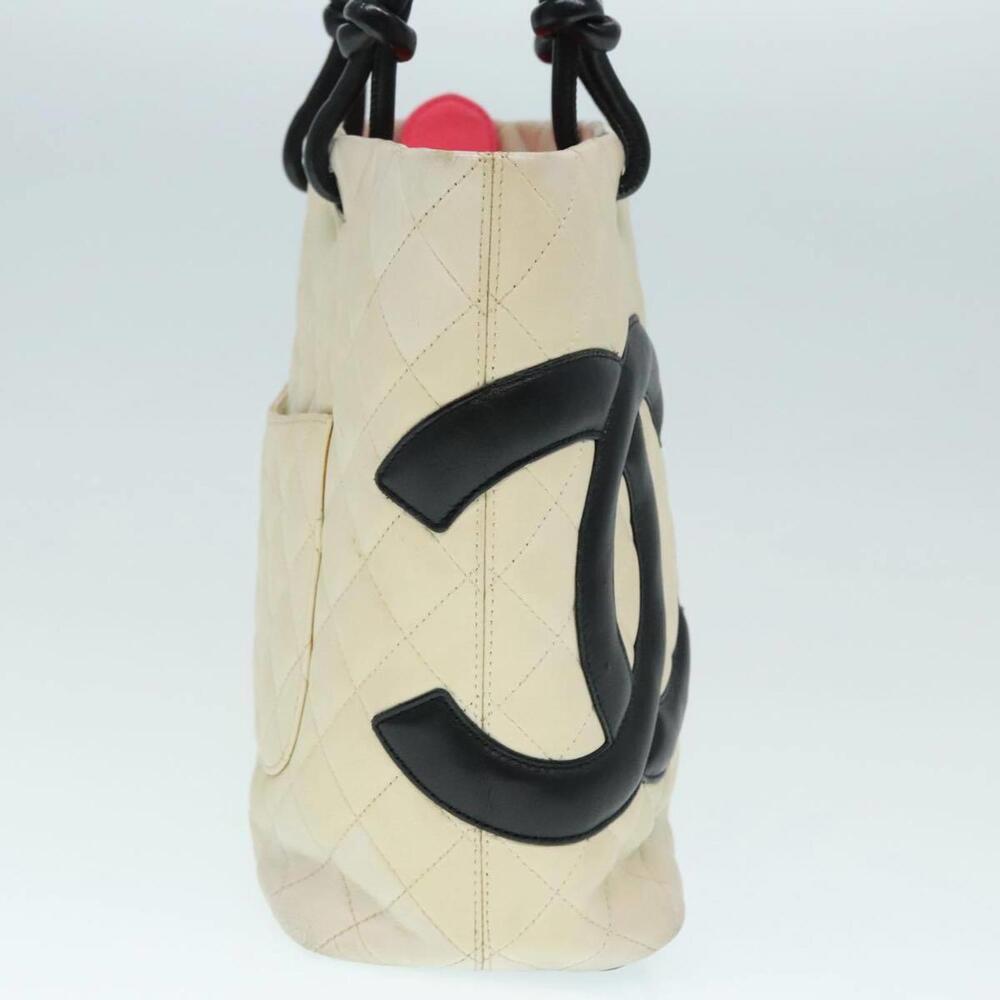 Chanel Cambon Line Beige Leather Tote Bag Authentic