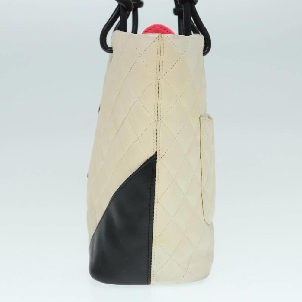 Chanel Cambon Line Beige Leather Tote Bag Authentic