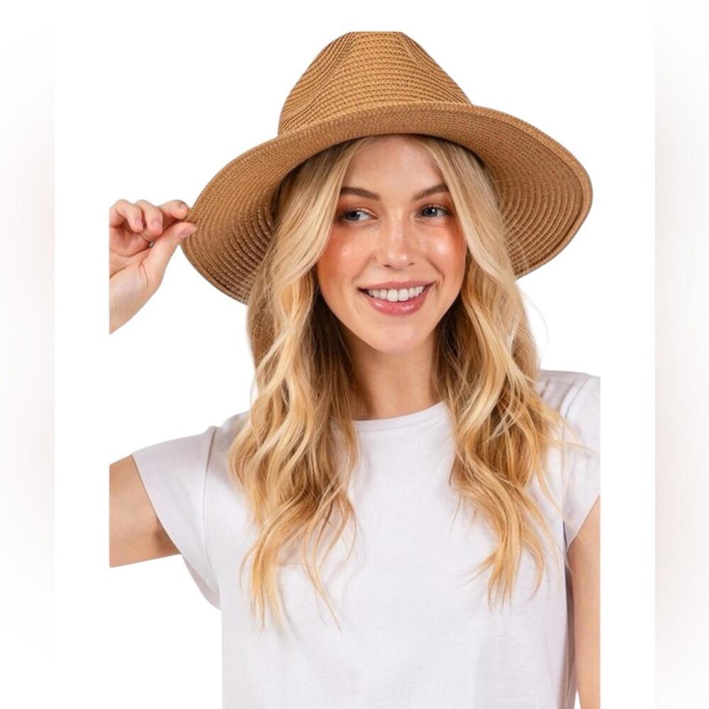 Tan Straw Hat with Shell Detailing