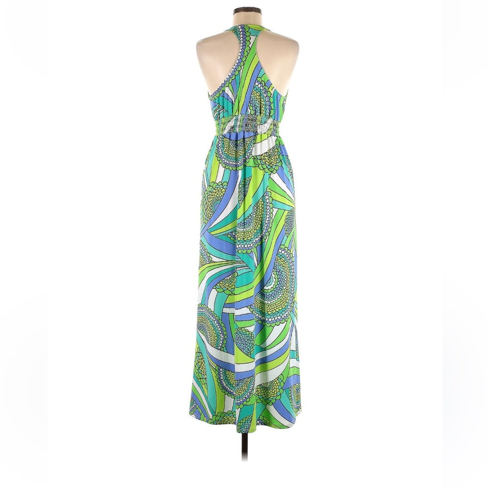 Trina Turk Vibrant Green and Blue Maxi Dress