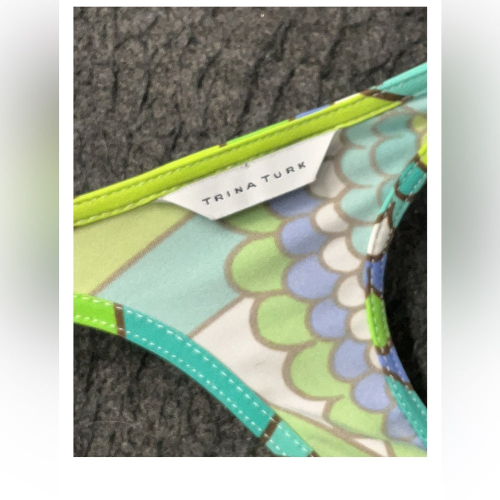 Trina Turk Vibrant Green and Blue Maxi Dress