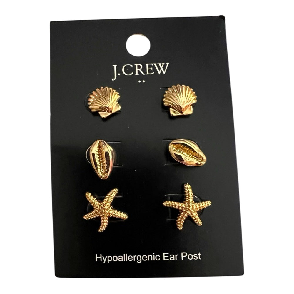 J.Crew Gold Sea-Inspired Earrings Set- NWT