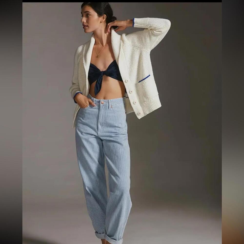 Blue and Cream Lobster Print Sweater NWT