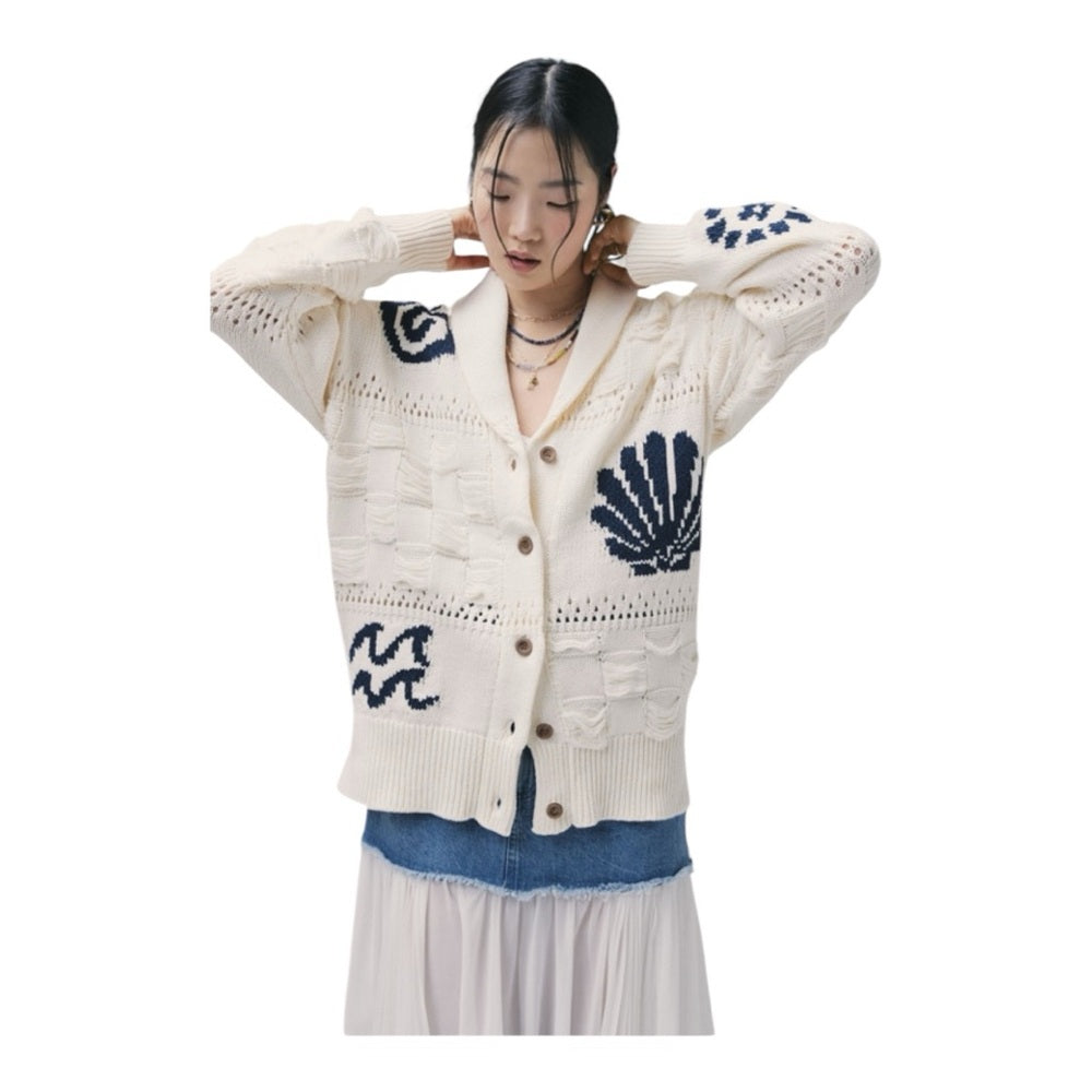 NEW Urban Outfitter BDG Martha Beach Cardigan Womens M Nautical Preppy Neutral