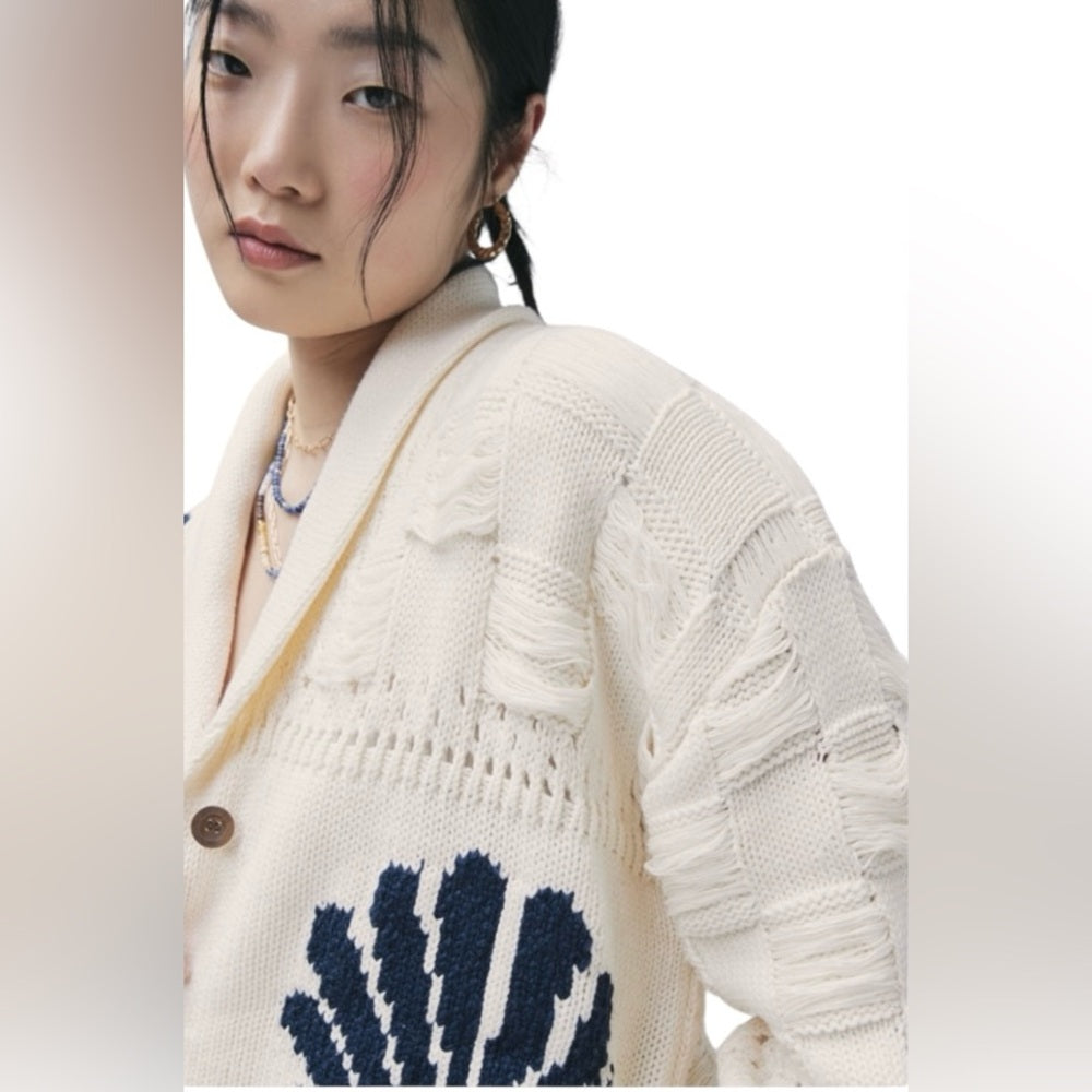 NEW Urban Outfitter BDG Martha Beach Cardigan Womens M Nautical Preppy Neutral