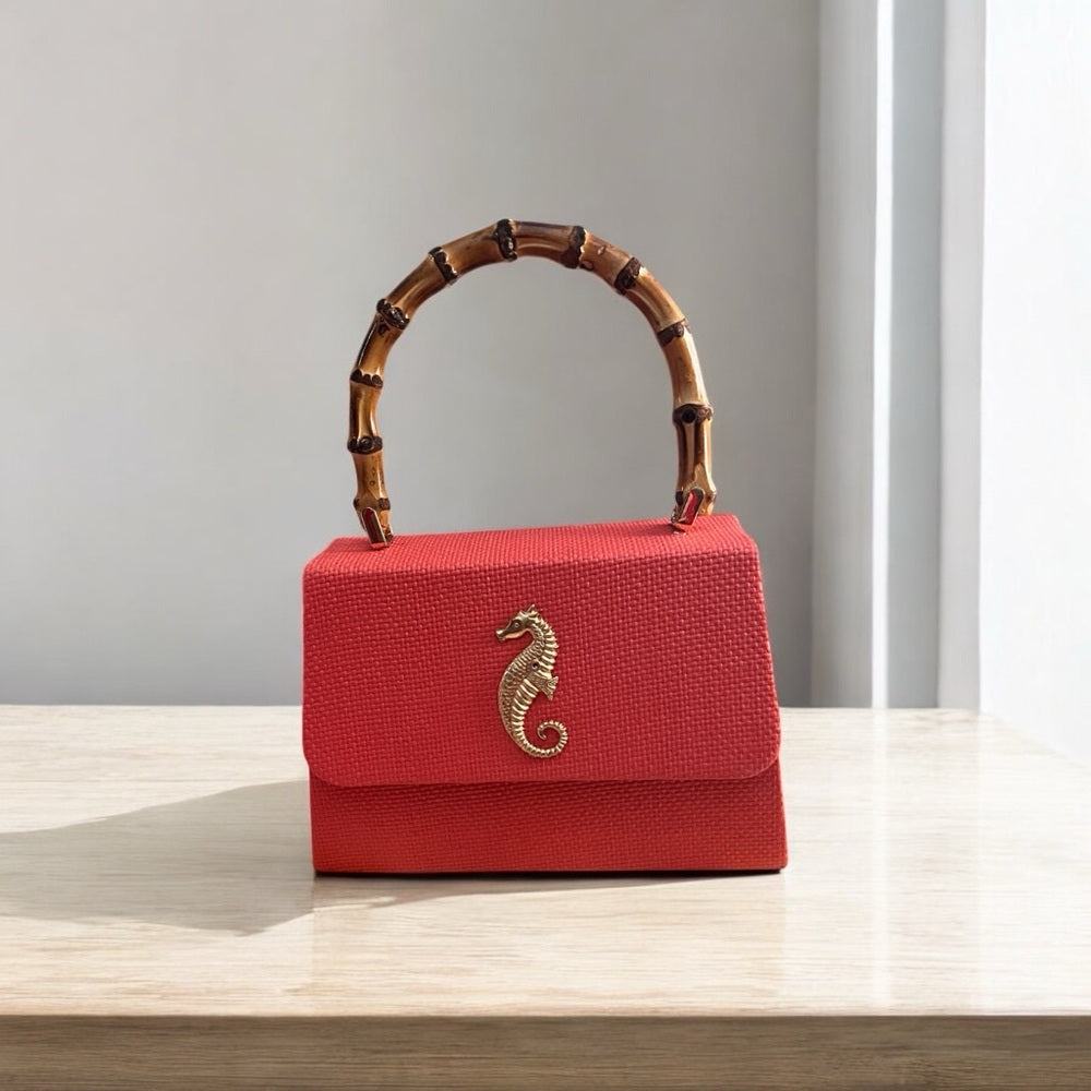 Lisi Lerch Coral Handbag with Bamboo Handle-NWOT