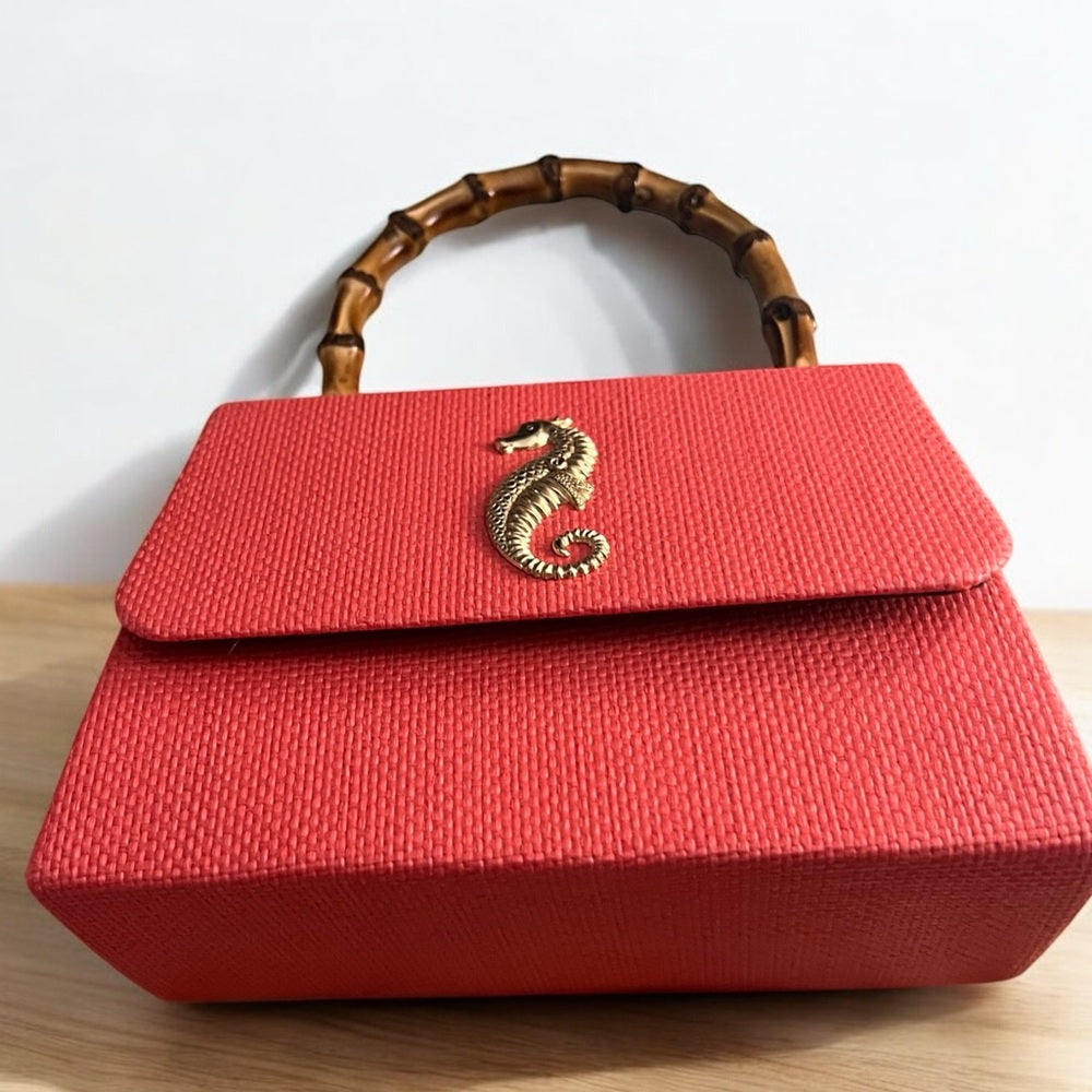 Lisi Lerch Coral Handbag with Bamboo Handle-NWOT