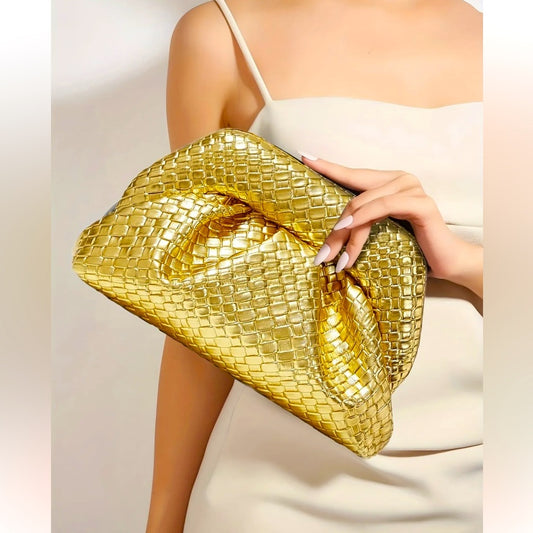 Gold Woven Clutch Bag-NWT