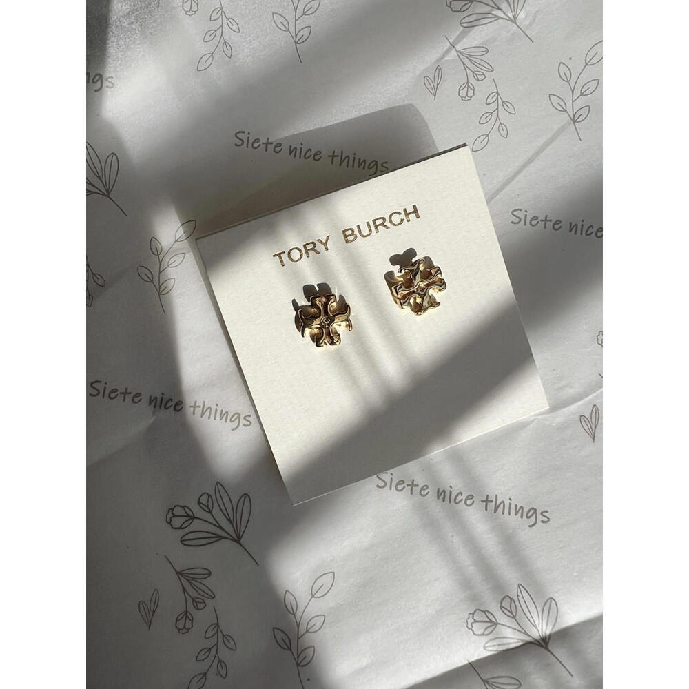 Tory Burch Lady Classic Double T Stud Lady earrings Simple Timeless Gold plated