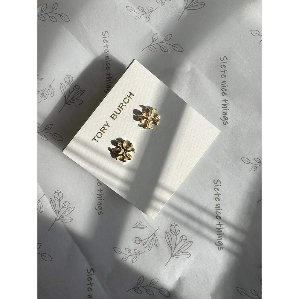 Tory Burch Lady Classic Double T Stud Lady earrings Simple Timeless Gold plated