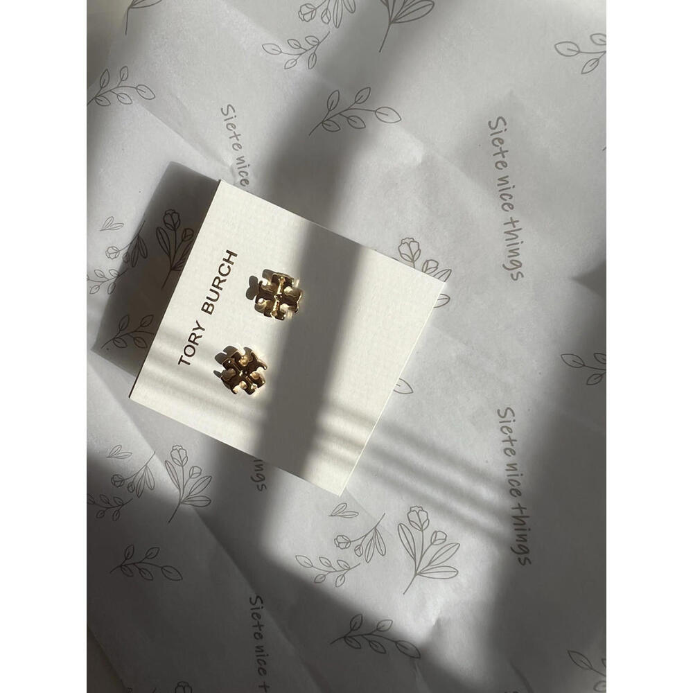 Tory Burch Lady Classic Double T Stud Lady earrings Simple Timeless Gold plated