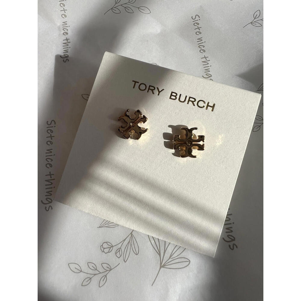 Tory Burch Lady Classic Double T Stud Lady earrings Simple Timeless Gold plated