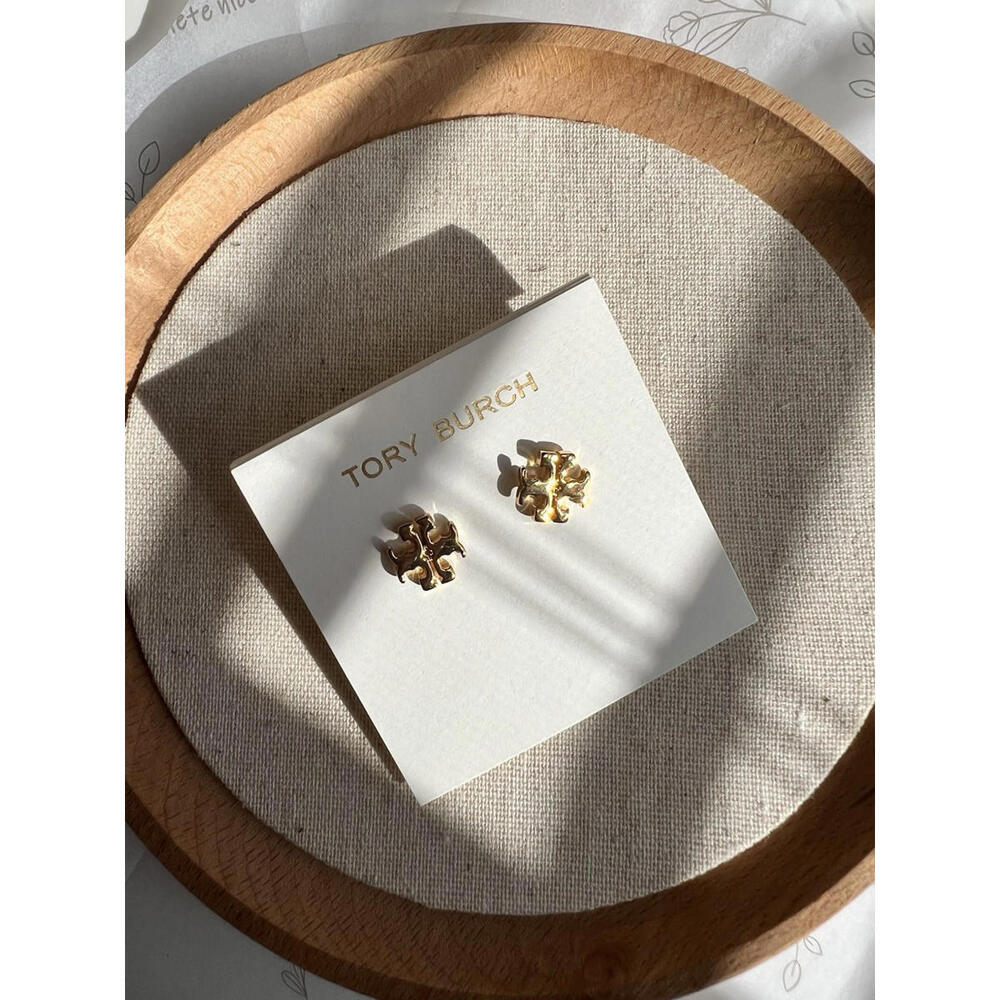 Tory Burch Lady Classic Double T Stud Lady earrings Simple Timeless Gold plated