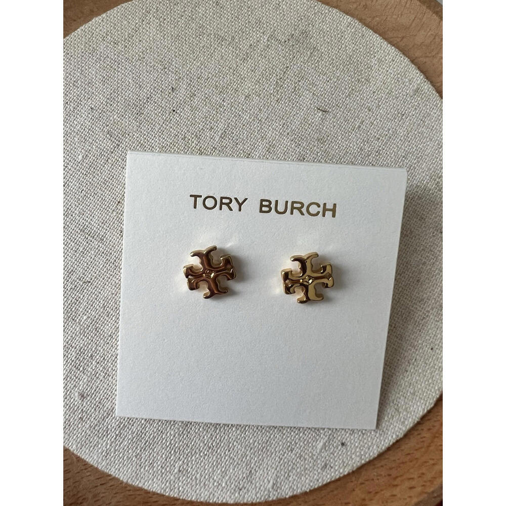 Tory Burch Lady Classic Double T Stud Lady earrings Simple Timeless Gold plated