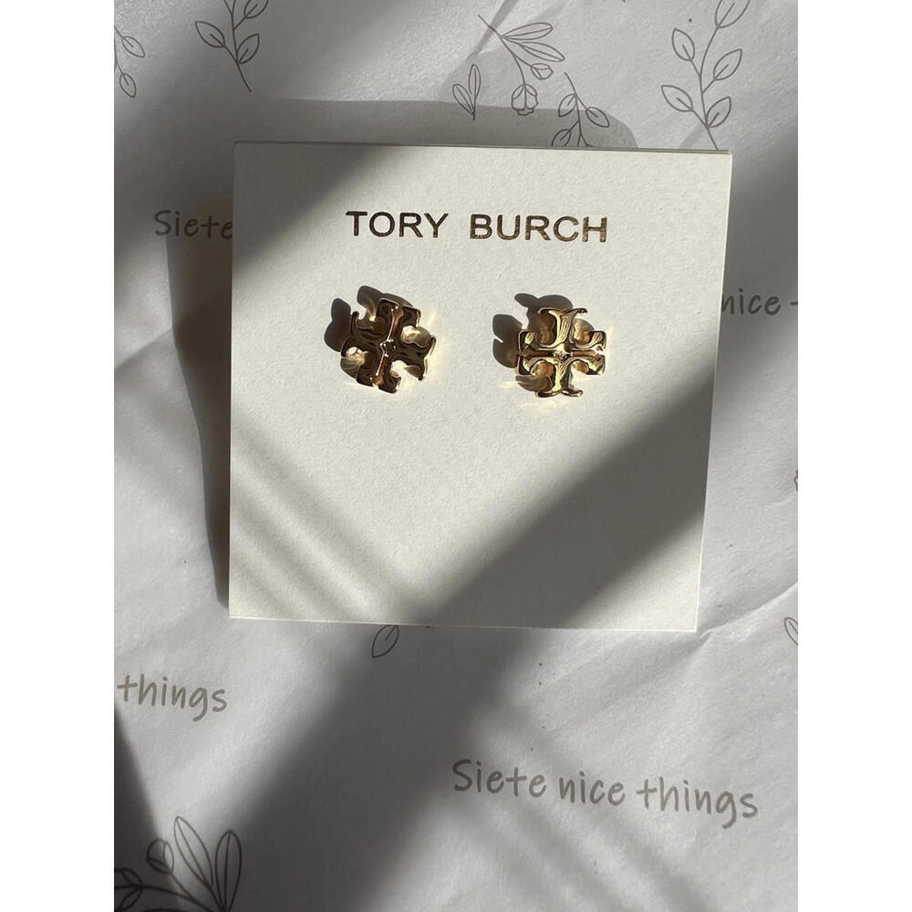 Tory Burch Lady Classic Double T Stud Lady earrings Simple Timeless Gold plated