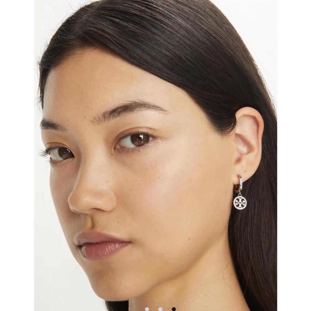 Chic Gold Tory Burch Hoop Earrings with Crystals