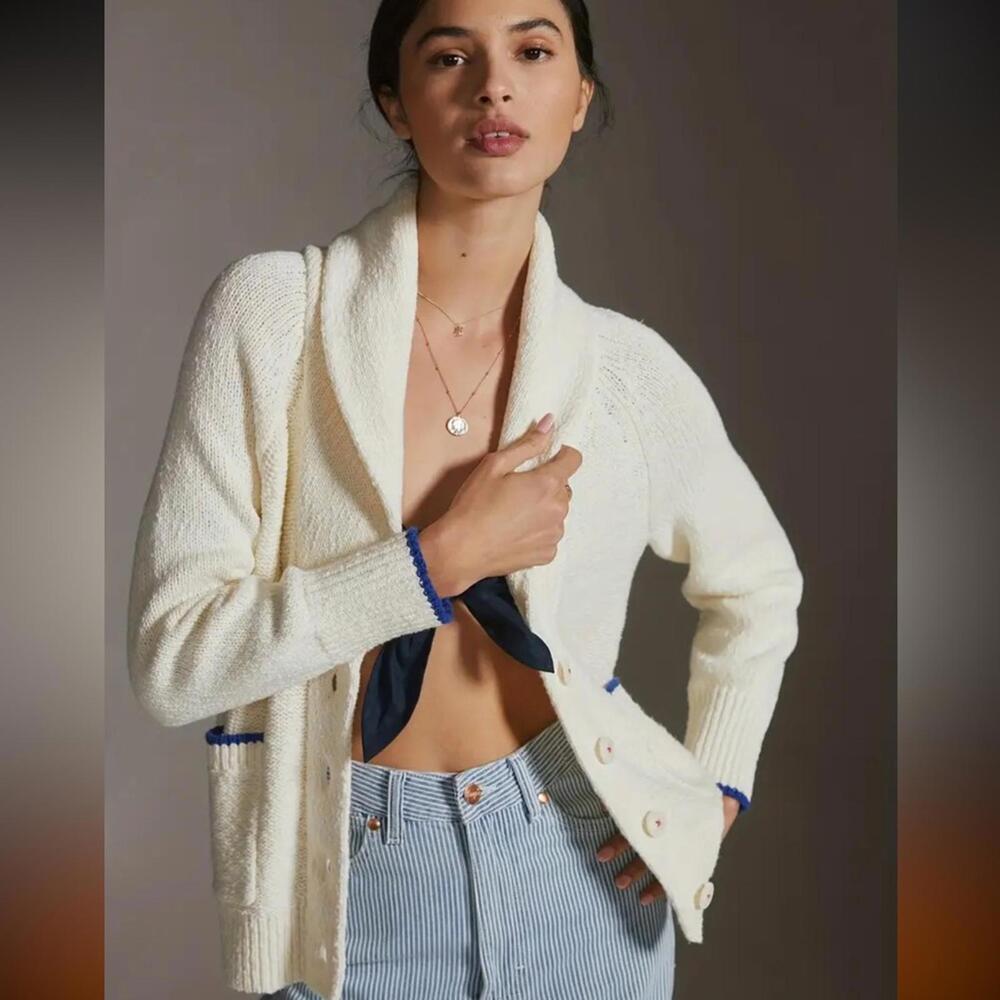 Blue and Cream Lobster Print Sweater