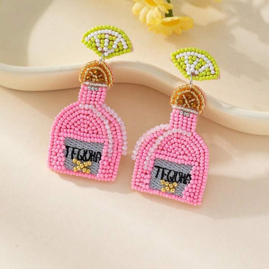 Tequila Pink Beaded Earrings nwt
