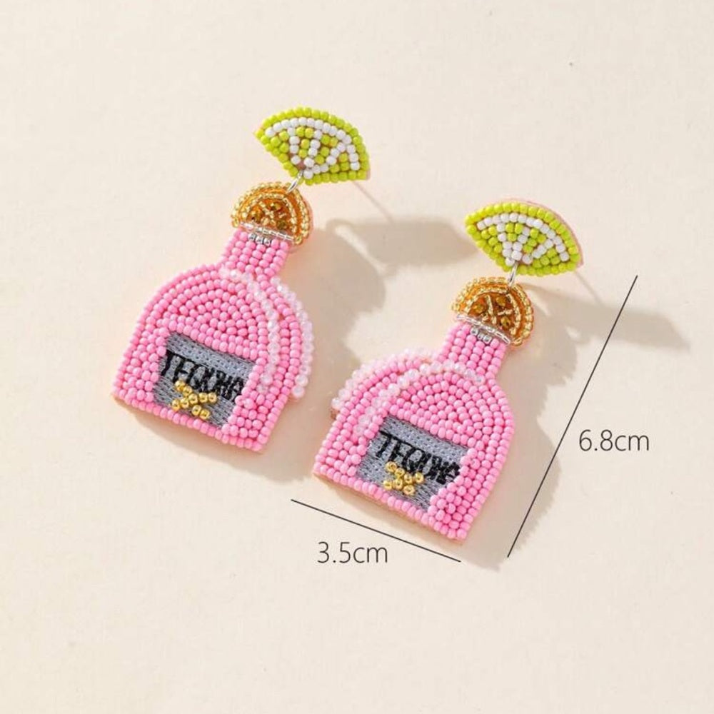Tequila Pink Beaded Earrings nwt