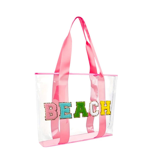 Pink Transparent Beach Tote Bag-nwt
