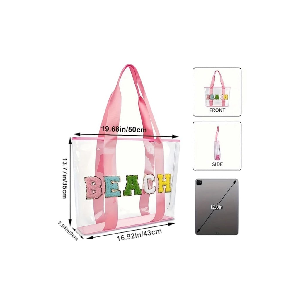 Pink Transparent Beach Tote Bag-nwt