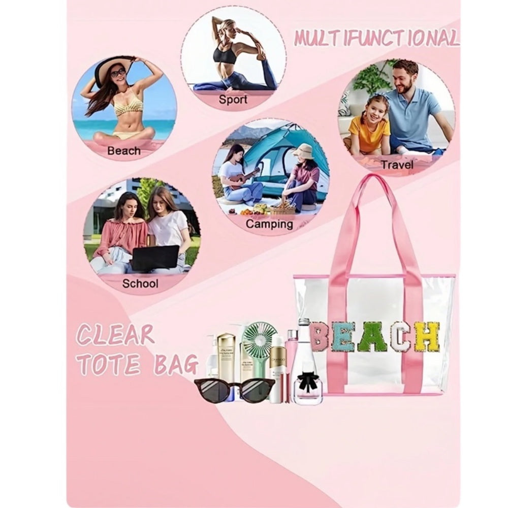 Pink Transparent Beach Tote Bag-nwt