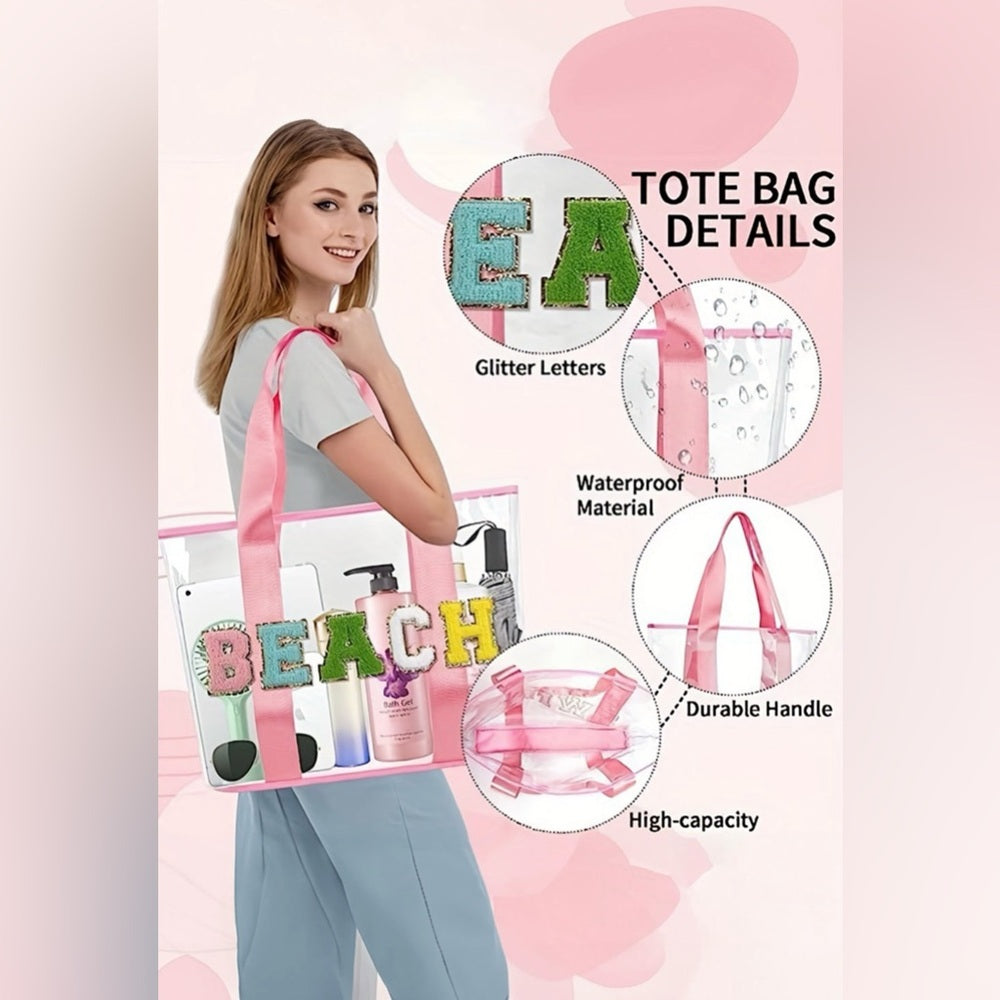 Pink Transparent Beach Tote Bag-nwt