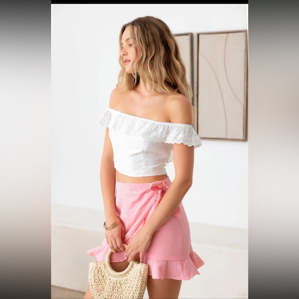 Pink Ruffle Wrap Skirt-NWT