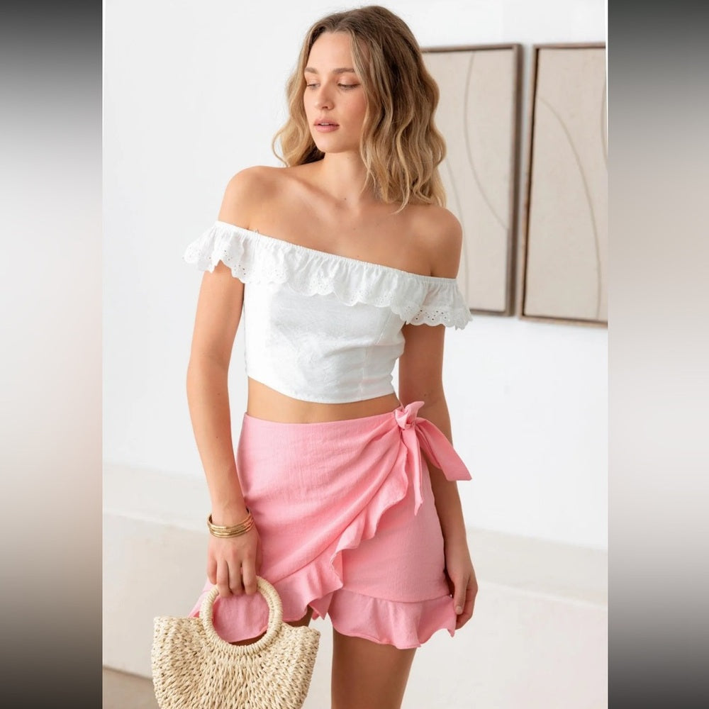 Pink Ruffle Wrap Skirt-NWT