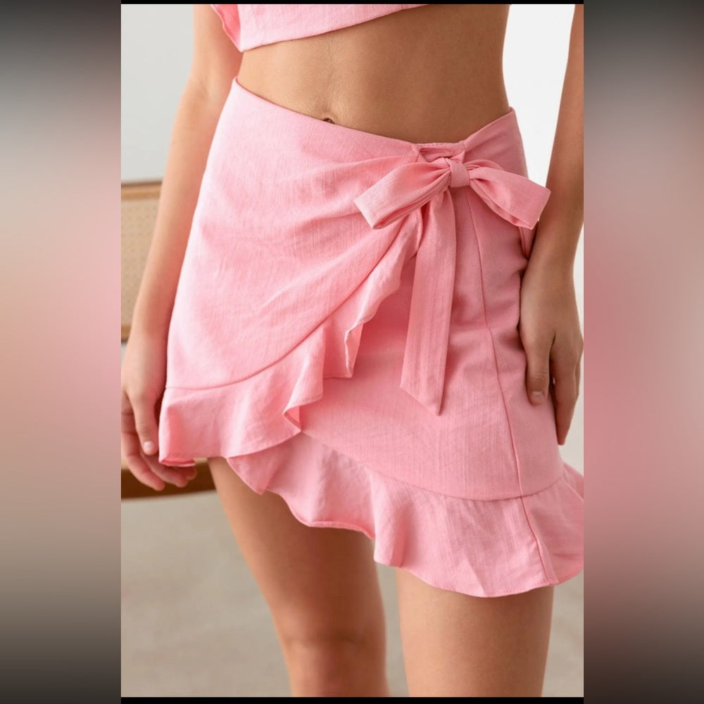 Pink Ruffle Wrap Skirt-NWT