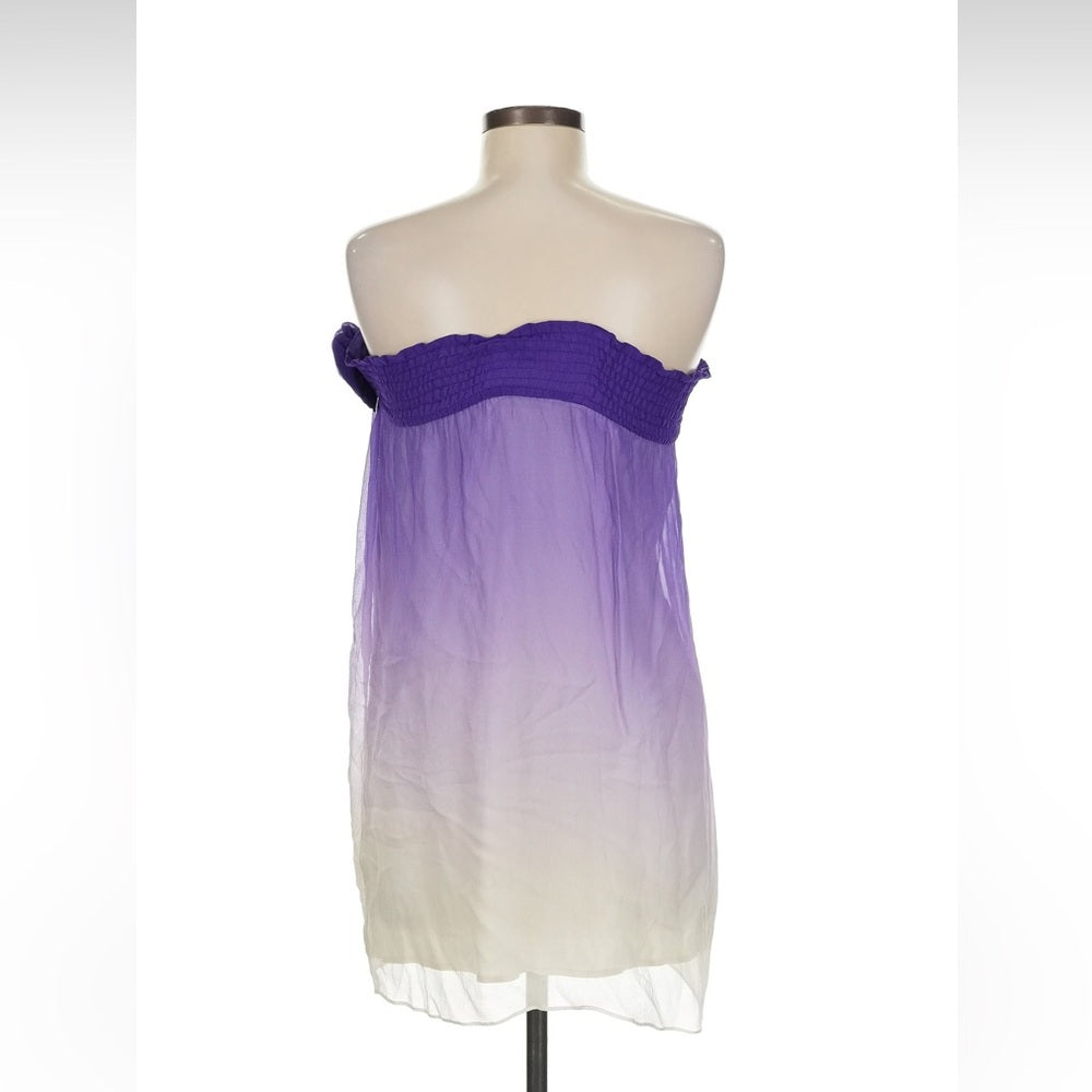 Alice & Olivia Purple and Cream Strapless Dress with Floral Accents