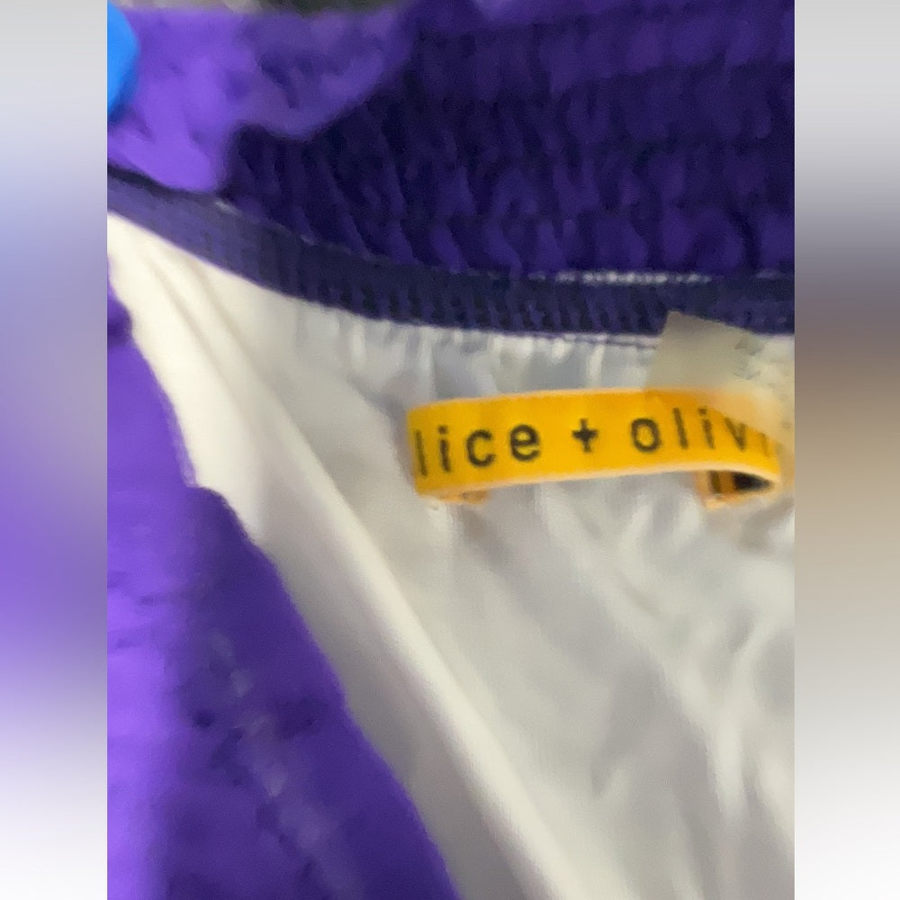 Alice & Olivia Purple and Cream Strapless Dress with Floral Accents